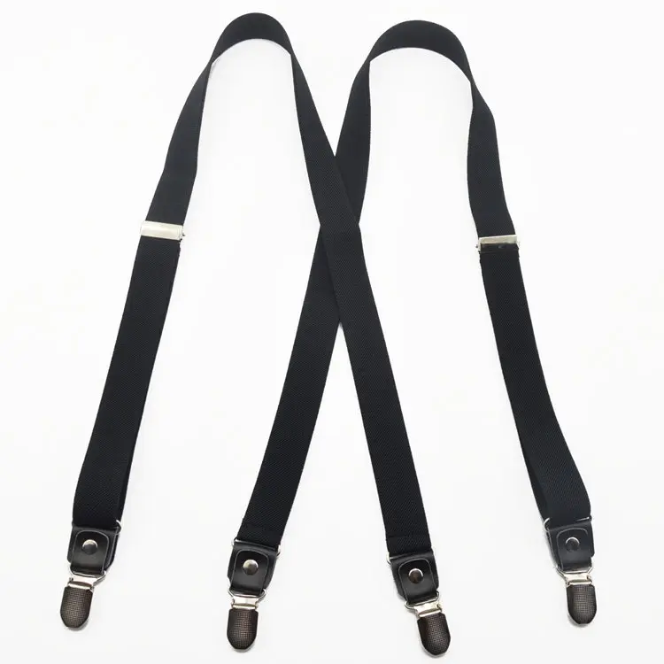 

4 clips black no cross men's suspenders for adult 2.5cm women's pants with adjustable thin suspenders navy blue