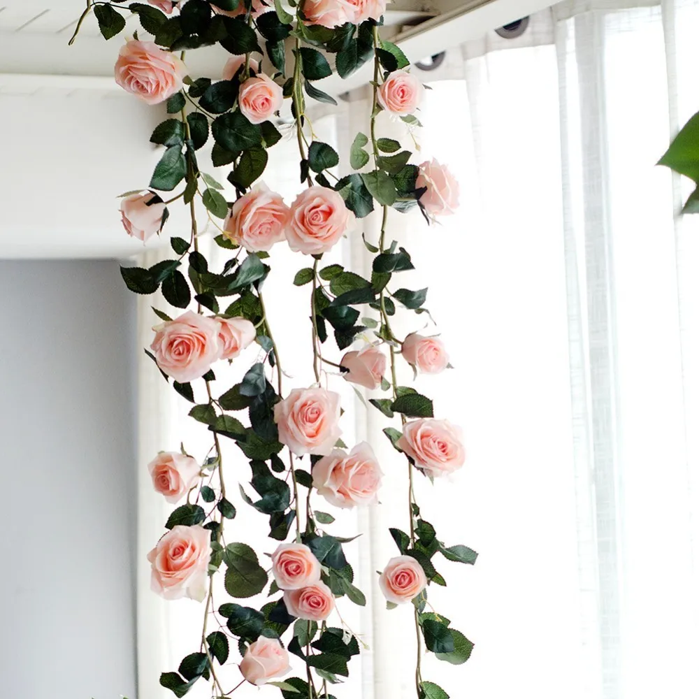 180cm Artificial Rose Vine Wedding Arch decoration Vine Artificial flowers Home party decor Silk Ivy wall Hanging Garland Wreath 180cm Artificial Rose Vine Wedding Arch decoration Vine Artificial flowers Home party decor Silk Ivy wall Hanging Garland Wreath