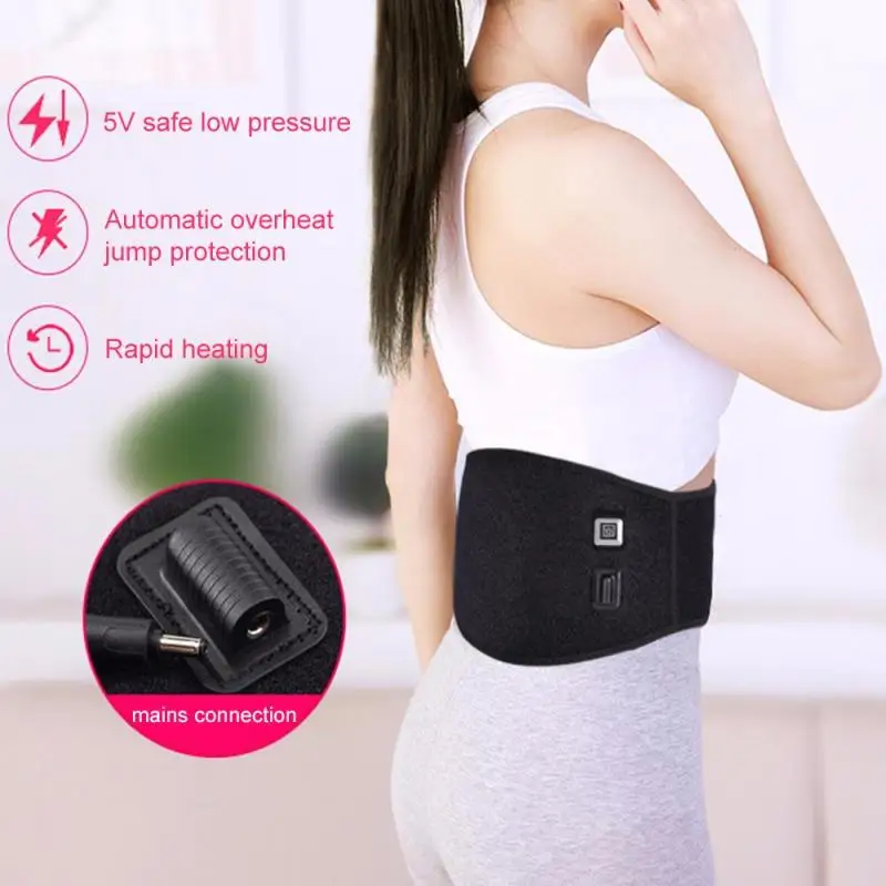 

USB Charge Waist Heating Pad Support Belt Back Heat Wrap Lumbar Warm Therapy Hot Pain Relief Muscle Relax L4