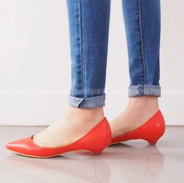 red pointed flats