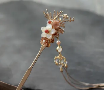

Handmade Pearl Shell Hairpin Hair Clasp Chinese Traditional Style Hair Sticks Pins Picks Fit For Hanfu Daily Cosplay Classical