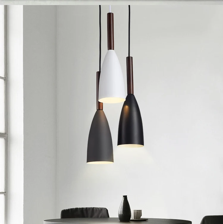 lowes pendant lights Nordic Minimalism Droplight E27 Aluminum Wood Pendant Lights, Living Room Restaurant Decor Lighting and Bar Showcase Spot Lamp dome pendant light