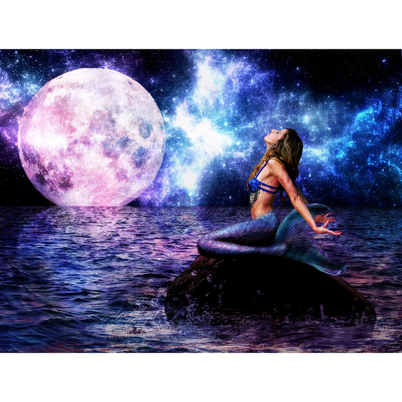 New 3d diy diamond painting mosaic needlework embroidery with rhinestones cross stitch home decor craft Moon &amp mermaid DW151 | Дом и сад