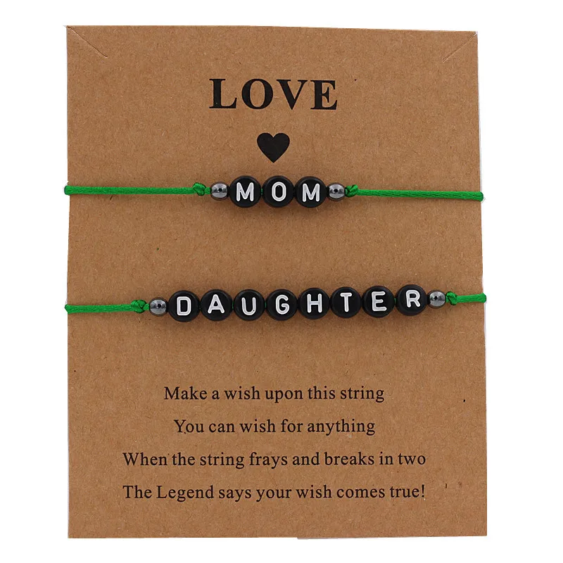 

Black Color Letter Mom&Daughter Bracelet Handmade Jewelry Multicolor Rope Adjustable String Lucky Bracelet For Women Children