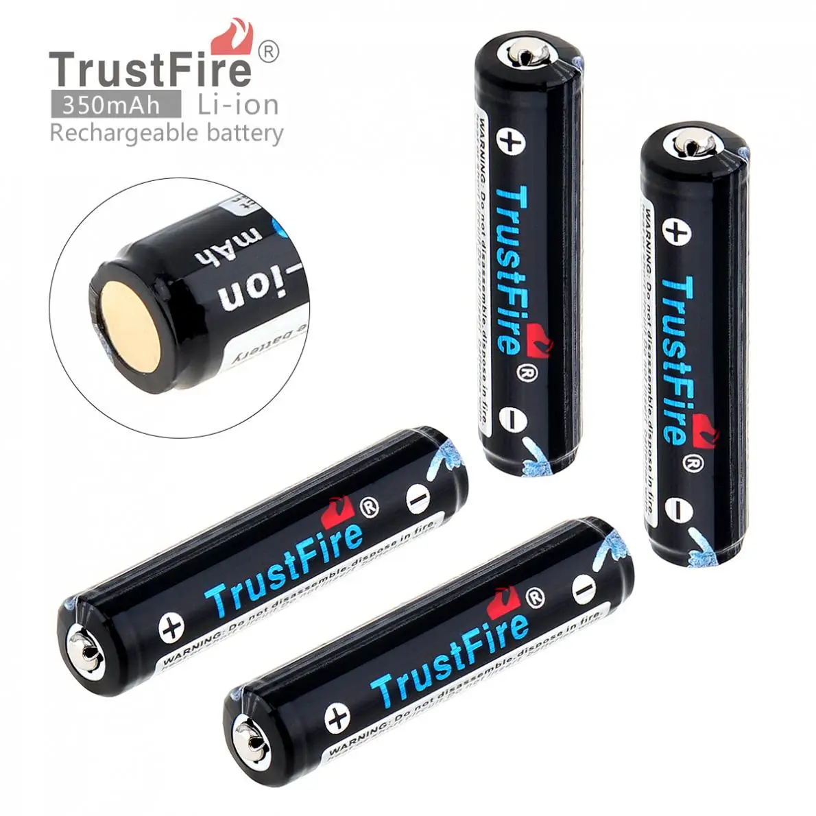 TrustFire 4pcs 3 7V 10440 350mAh Li ion Rechargeable Battery with Protected PCB for LED Flashlights