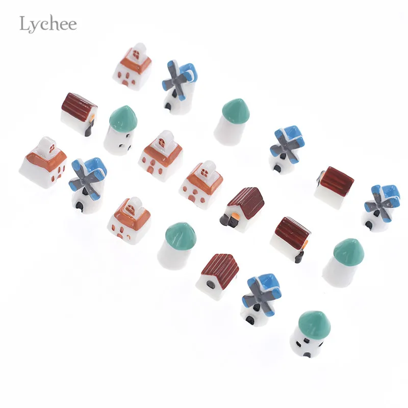 

Lychee 20pcs Miniature Bonsai Garden House Resin Micro Landscape Home Decoration DIY Decorative Home Garden Supplies Crafts