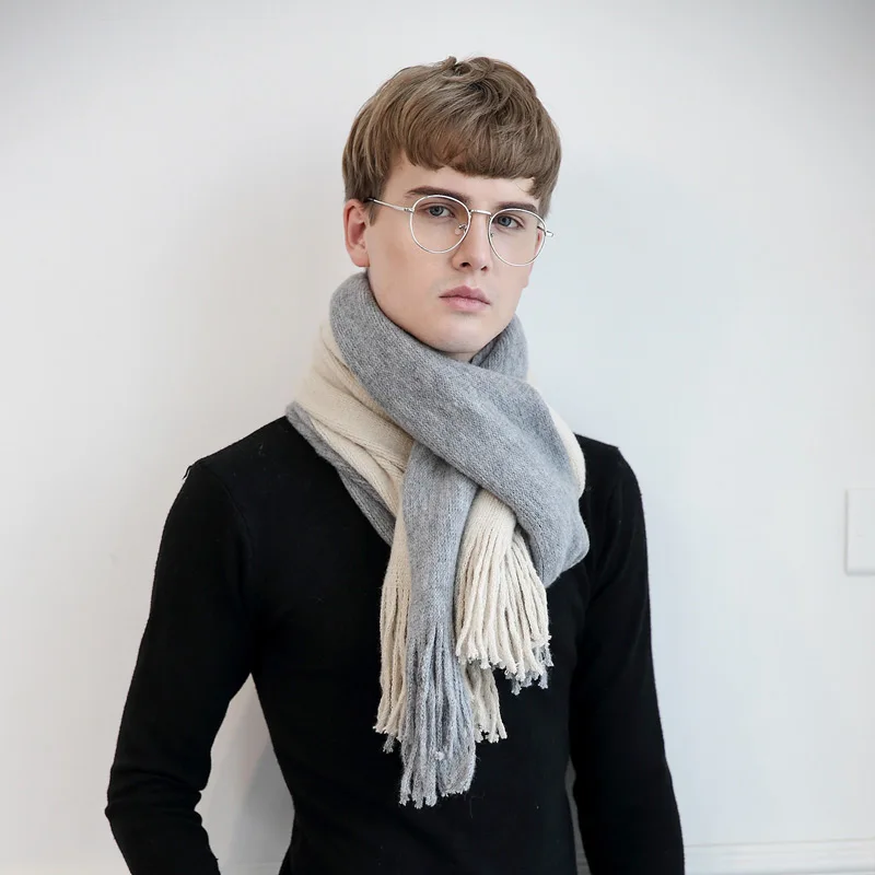 Vertical Splicing Cashmere Insulation Couples Long Scarf Simple Joker Fashion Tassel Hot Men And Women Are Appropriate | Аксессуары для