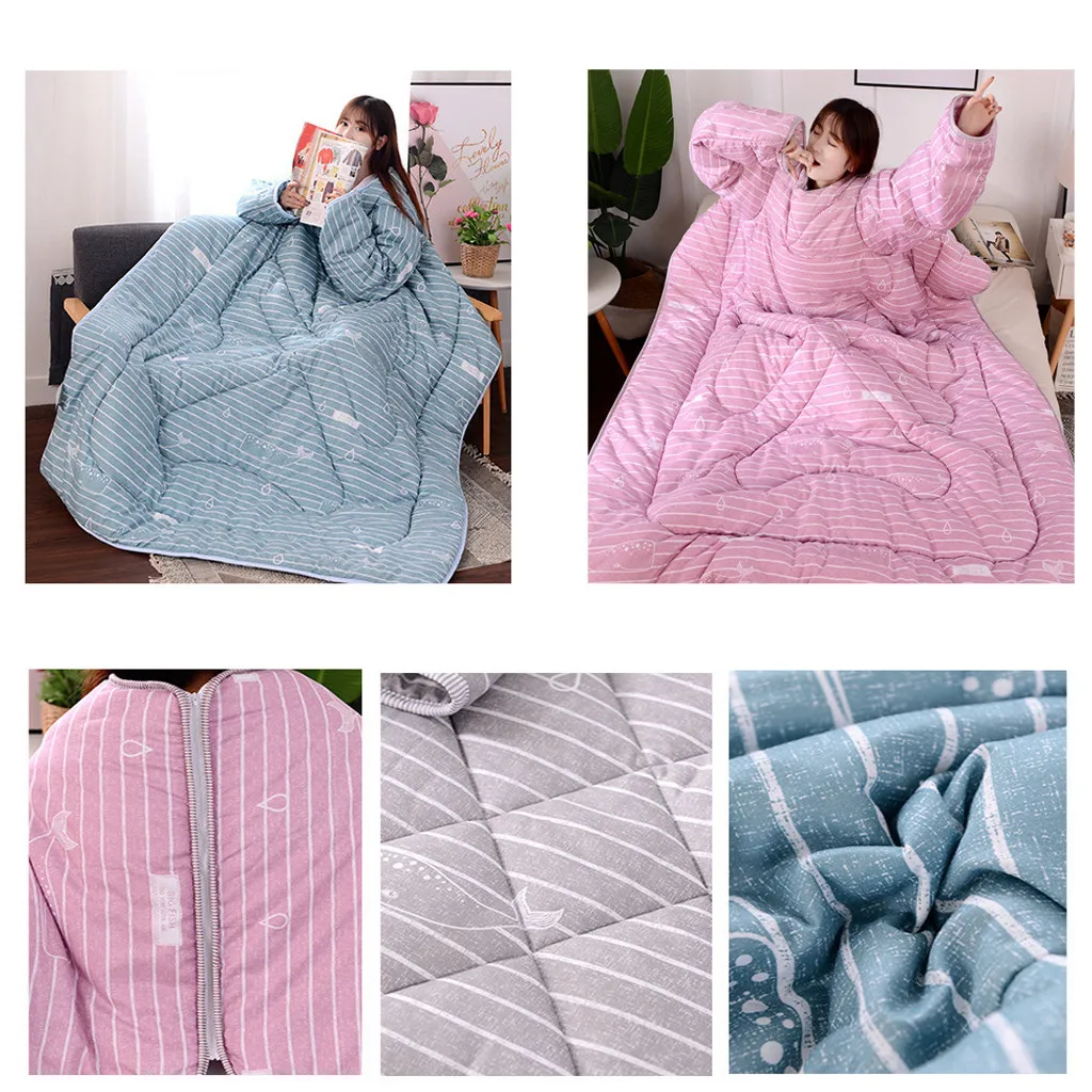 

Winter Lazy Quilt With Sleeves Quilt Winter Warm Thickened Washed Quilt Blanket Nov23 Drop Ship