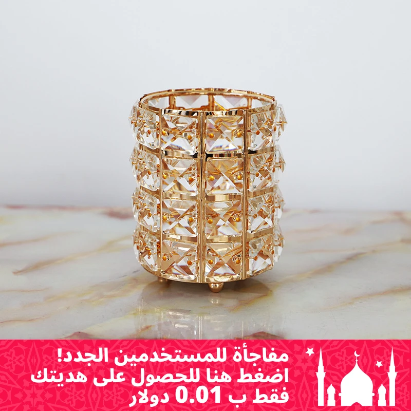 

Gold wedding crystal candle holder table centerpiece decorative candlestick candelabra cylinder holder