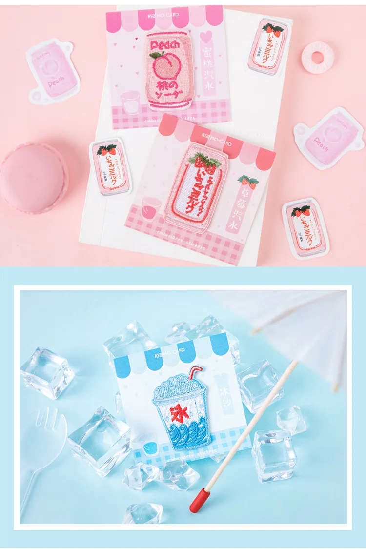 Вышитые наклейки японский напиток серии клубничное молоко sod Скрапбукинг наклейки/декоративные наклейки/DIY ремесло фотоальбомы