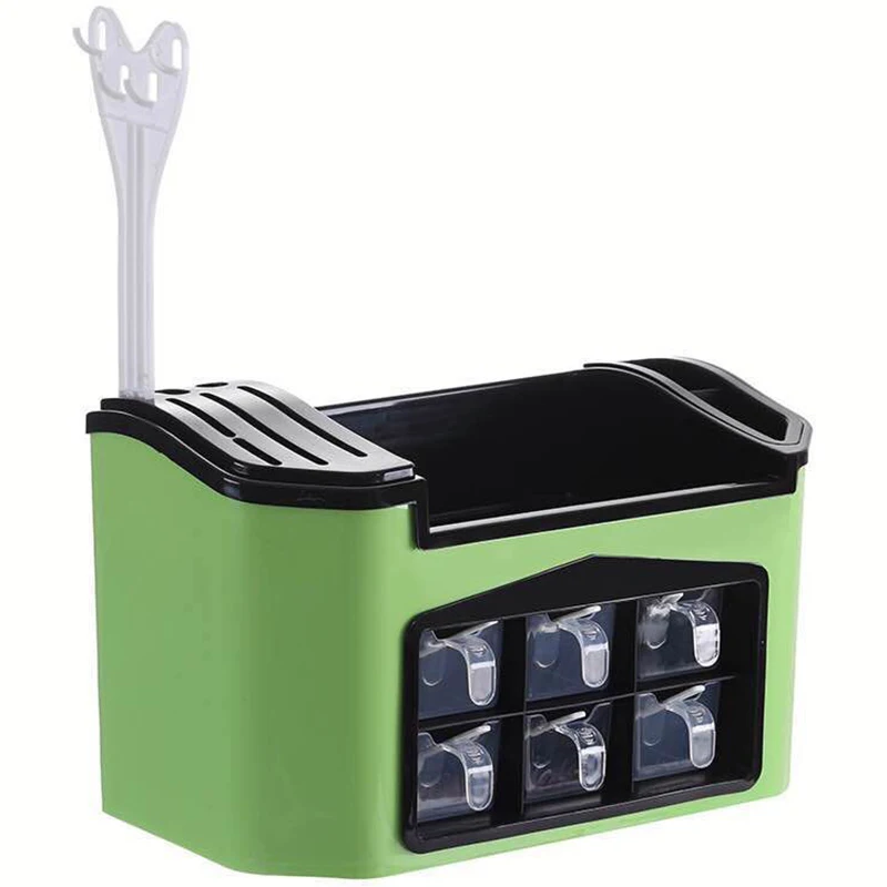 Горячая распродажа! сердиальный Сияющий стеллаж для специй, кухонная полка, коробка для инструментов, банка для специй, стеллаж для хранения палочек для еды, коробка для хранения, большая емкость - Цвет: Green