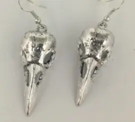 Серьги-гвоздики Regalrock в богемном стиле с длинным клювом и черепом колибри