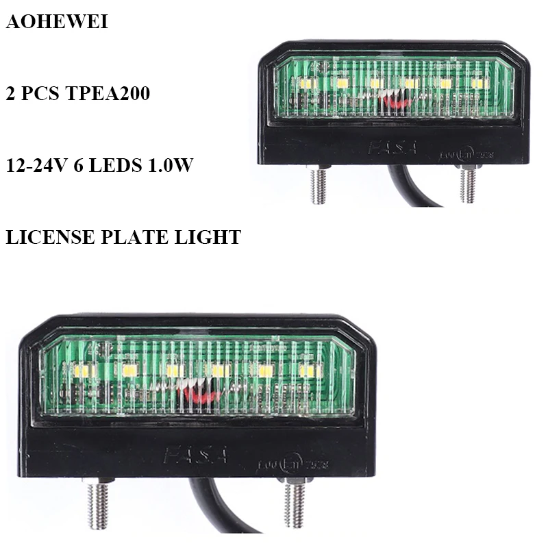 

AOHEWEI 2 pcs 6 LED AOHEWEI LED License Plate Lamp trailer light waterproof led number plate Light for trailer truck car bus