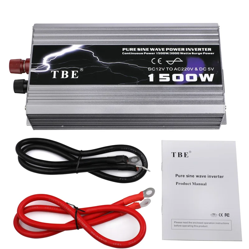 

Car Inverter 1500W DC 12V to AC 220V Power Converter with Light Cigarette Lighter Outlet Buzzer Alarm Camper Charger