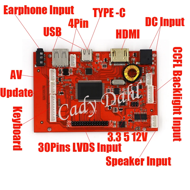 

TYPE C USB HDMI AV Earphone 30P LVDS Controller Board Module for Raspberry PI 2 PC Matrix 4.3" - 17" IPS TFT LCD Display Panel