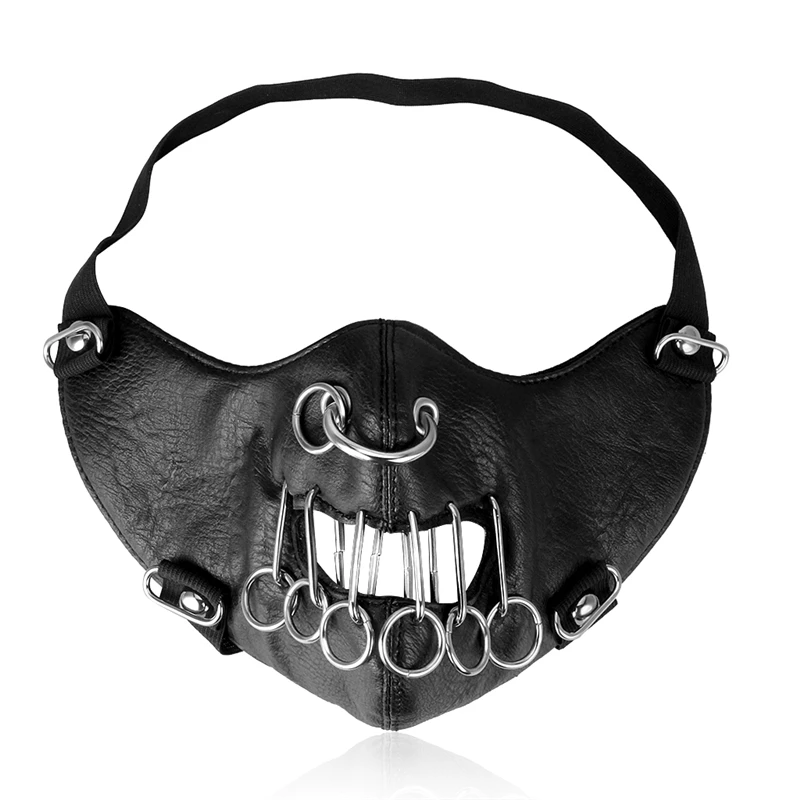 Панк-рок черная кожаные маски 2019 крутая Женская Мужская маска модная мотоциклетная маска для лица Хип-Хоп Хэллоуин вечерние Вечеринка
