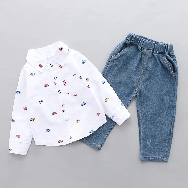 Ternos da Criança Conjuntos de Roupas Camisa do Carro Hylkidhuose Outono Bebê Meninos Roupas Infantil Bonito Calças Crianças Casuais Traje 2020 20 Mamãe e Bebê