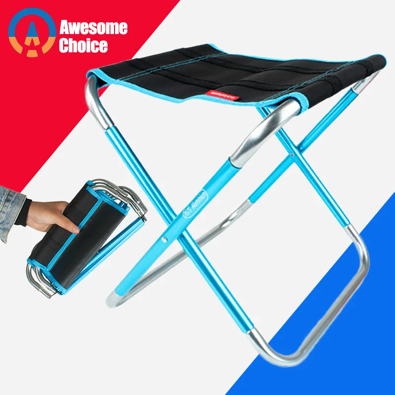 

Foldable Picnic Fishing Chair Lightweight Folding Aluminium Oxford Cloth Outdoor Portable Easy To Carry Fishing Tools Free Bag