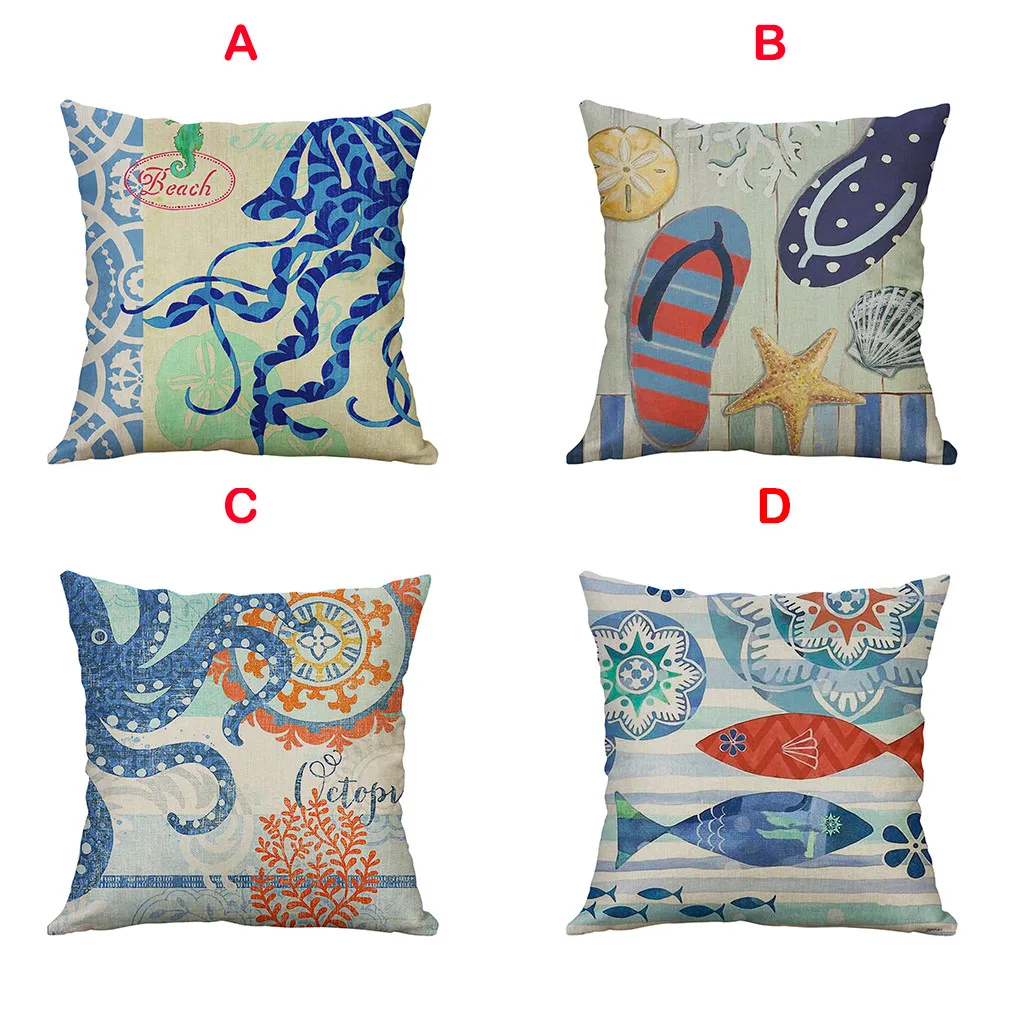 

100% NEW Pillow Case Marine Life Linen Pillowcases Home Decor Kussenhoes Pillow Cover Housse de Coussin Cojines Cushion Cover
