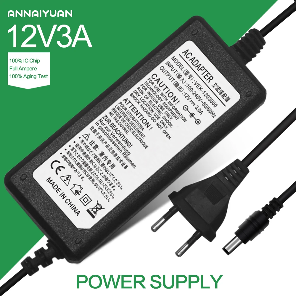 AC/DC Adapters 12V3A New AC 100V 240V Converter power Adapter DC 12V 3A
