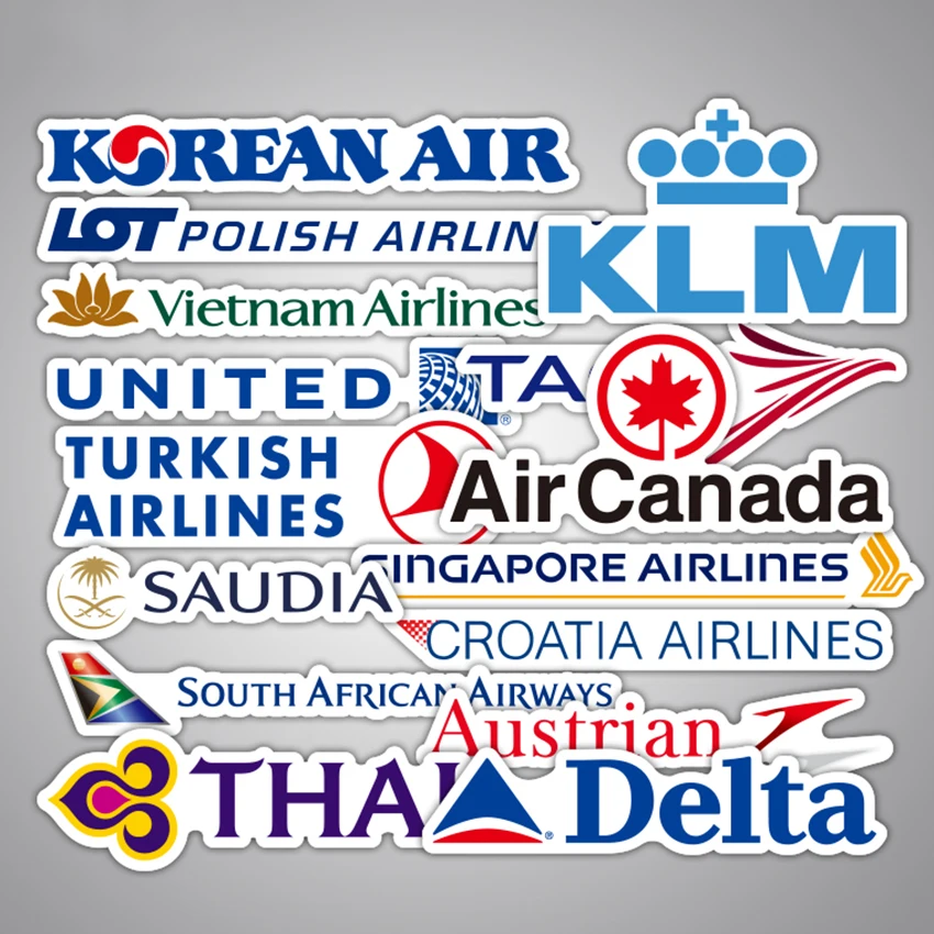52x Airline Logo Stickers Aviation Travel Suitcase Laptop Decal WaterproofRL ZT 