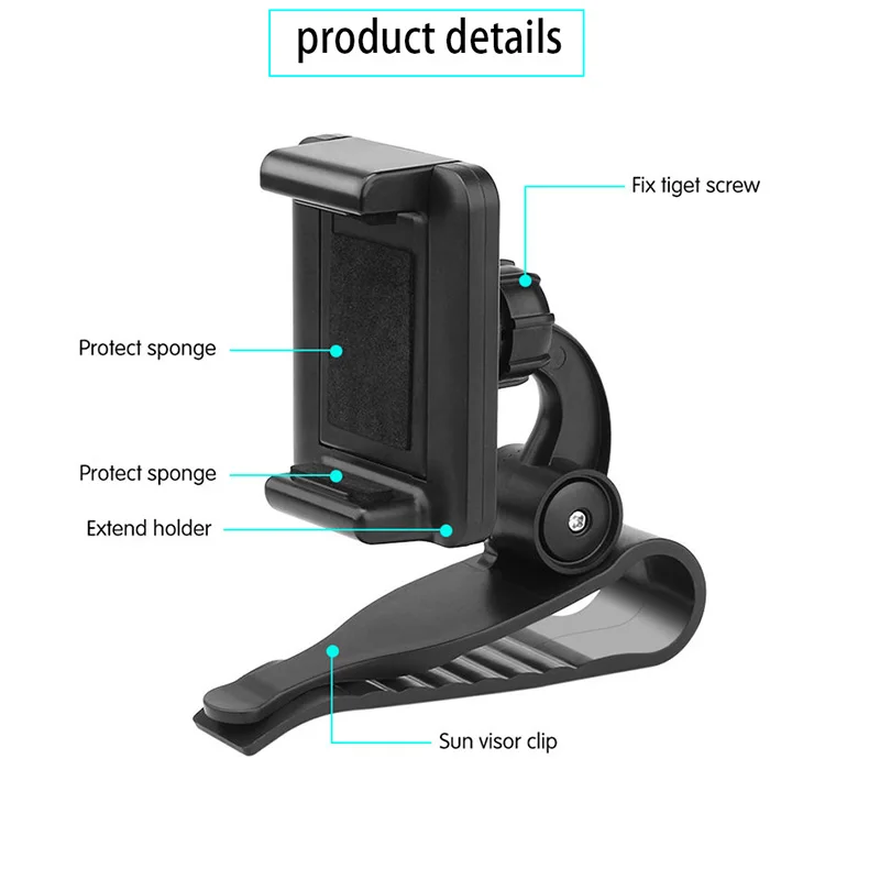 Универсальный автомобильный держатель для мобильного телефона 360 Солнцезащитный козырек держатель для сотового телефона Подставка для iPhone 6s X 5 7 Plus samsung huawei Мобильная поддержка