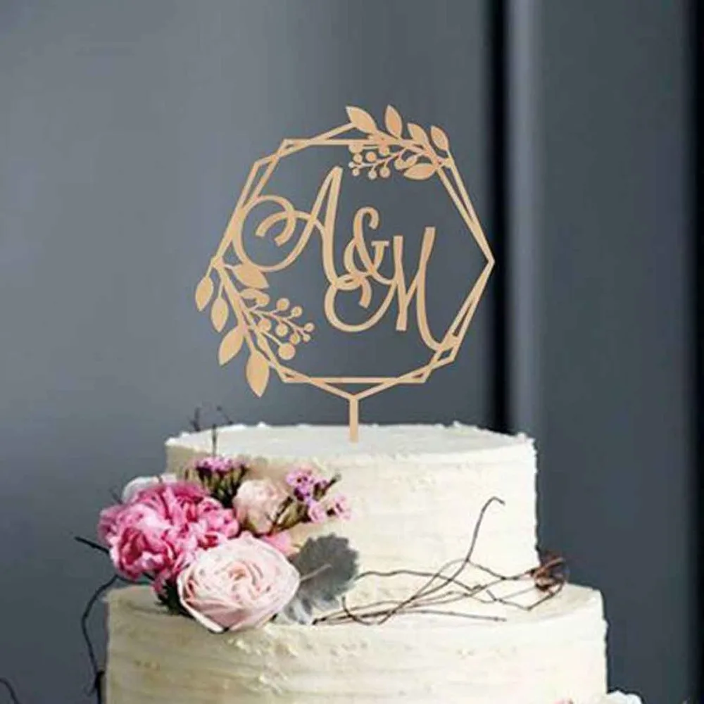 Lettere iniziali personalizzate Wedding Cake Topper Lettere Personalizzate Matrimonio Rustico Decorazione Monogramma Cake Topper Oro Rosa 