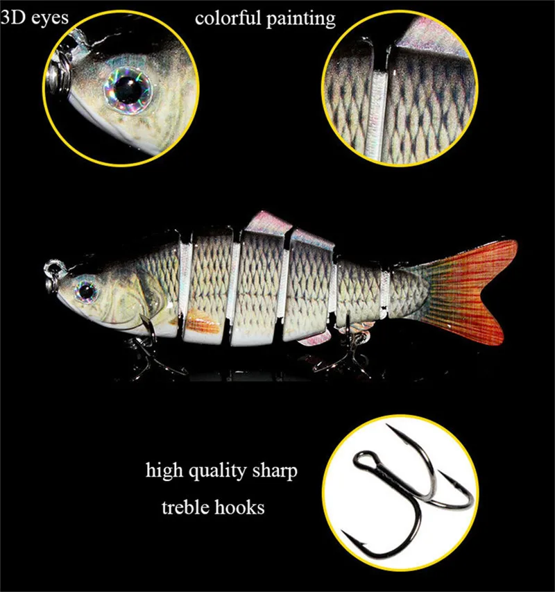 Hot Sale 6-Segment Fishing Lure 10cm 9 Colors 3D Eyes Fake Crankbaits (5)
