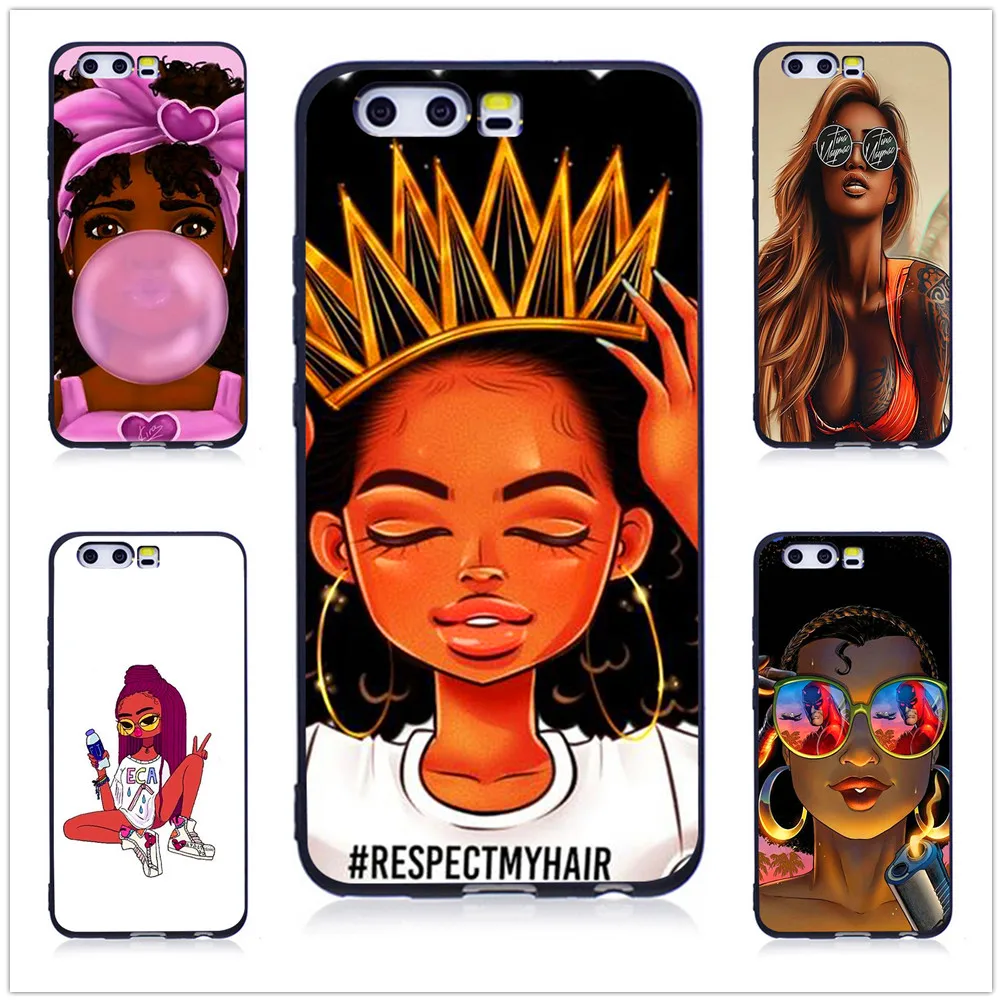 2bunz Melanin Poppin Aba черный мягкий ТПУ чехол для телефона Huawei P8 Lite 2017 P10 P20 P9 2016