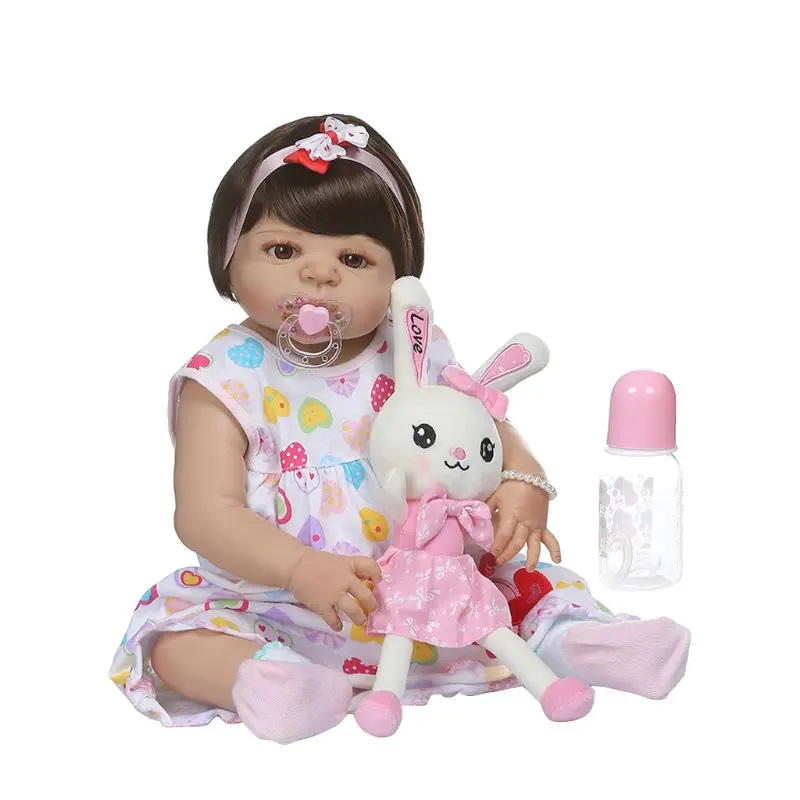 

New 22inch Realistic Reborn Doll Soft Full Silicone Vinyl Newborn Babies Girl Lifelike Handmade Toy Children Birthday Xmas Gifts
