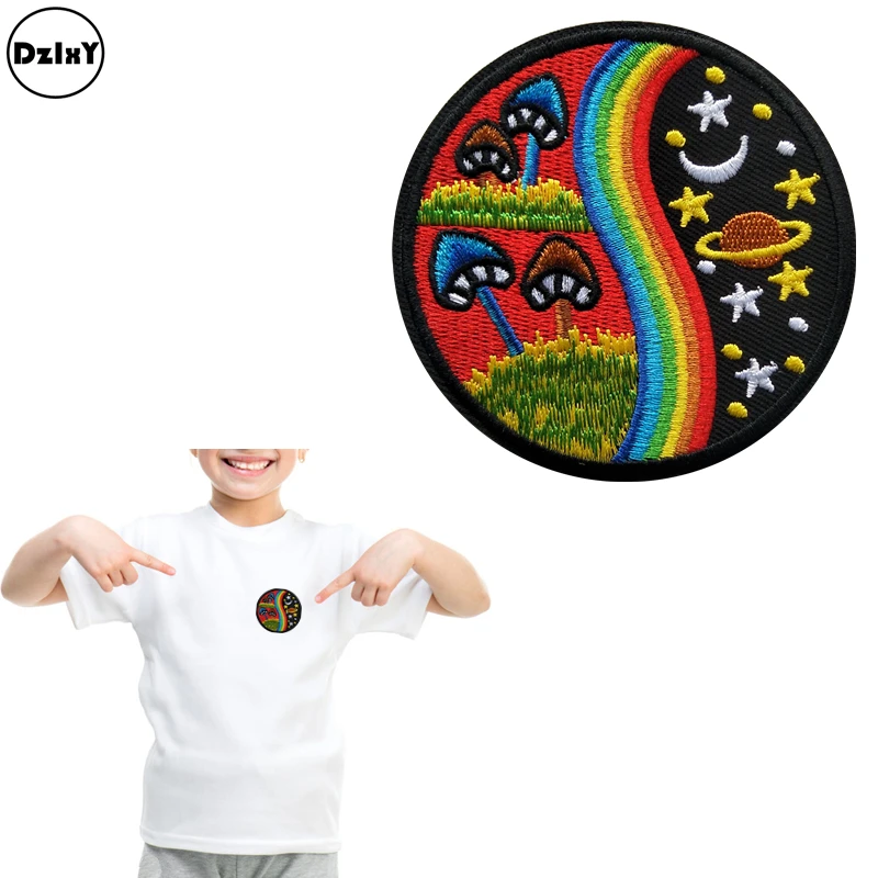 1 pcs round alien spaceship embroidery patches for clothing diy stripes 1 pcs round alien spaceship embroidery patches for clothing diy stripes