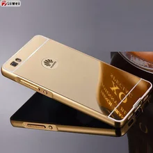Для Coque huawei P8 lite чехол алюминиевая рамка бампер акриловая задняя зеркальная Крышка для Fundas huawei P8 lite чехол ALE-l21 Capas