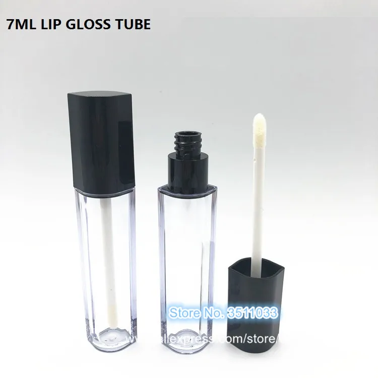 

7ML Top Grade Transparent Empty Lip Gloss Tube Black Cap Lip Gloss Refillable Bottles Clear Plastic Creativ Lip Paint Oil Bottle