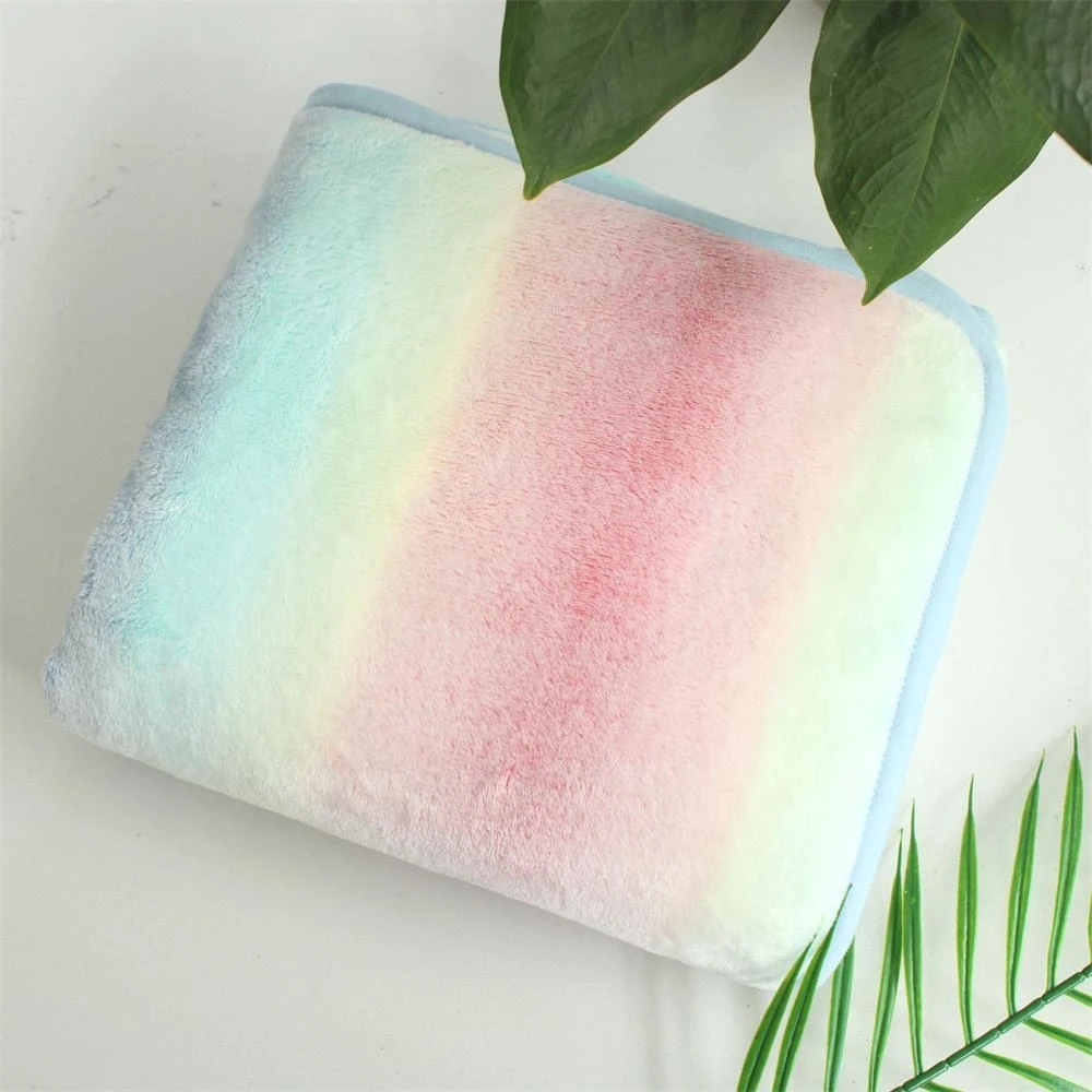 

5pcs/lot coral fleece rainbow color super soft baby blanket fluffy minky colorful toddler blanket kids quilt cover newborn wraps