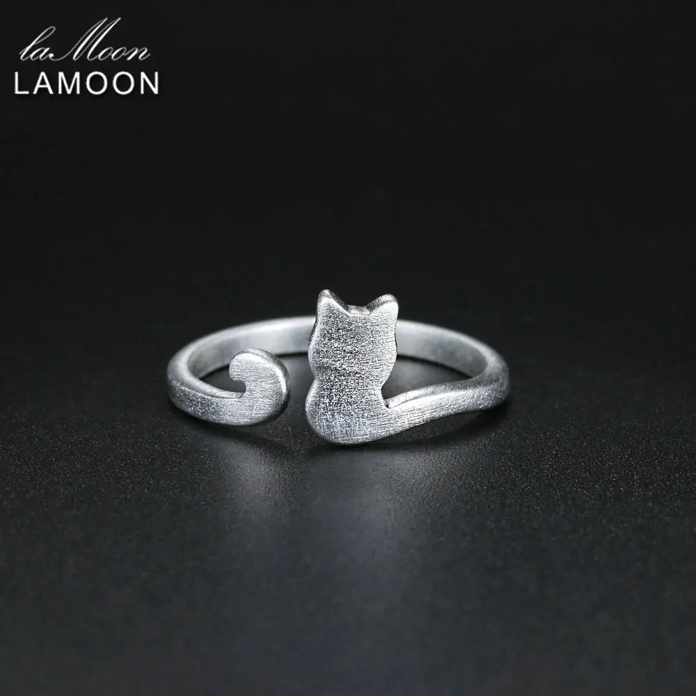 Ламон милый рисунок проволоки 5*8 мм маленький кот 925-Стерлинговое Серебро регулируемое кольцо S925 хорошее ювелирное изделие креативный подарок для девочки LMRY002