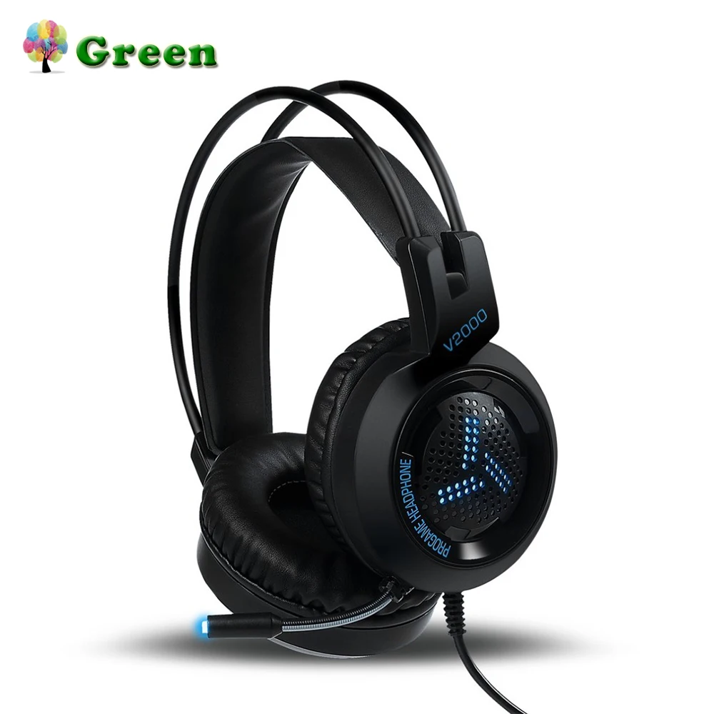 

V2000 Headset 7.1 Channel 3.5mm Jack Bass Stereo Sound Effect Gaming Headphone With Mic for Computer PC Laptop Gamer Earphone