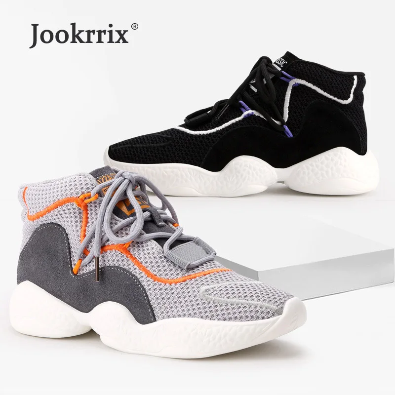 

Jookrrix 2018 New White Shoes Women Brand Platform Sneakers Lady Fashion footware Mesh Breathable Autumn Female chaussure Black