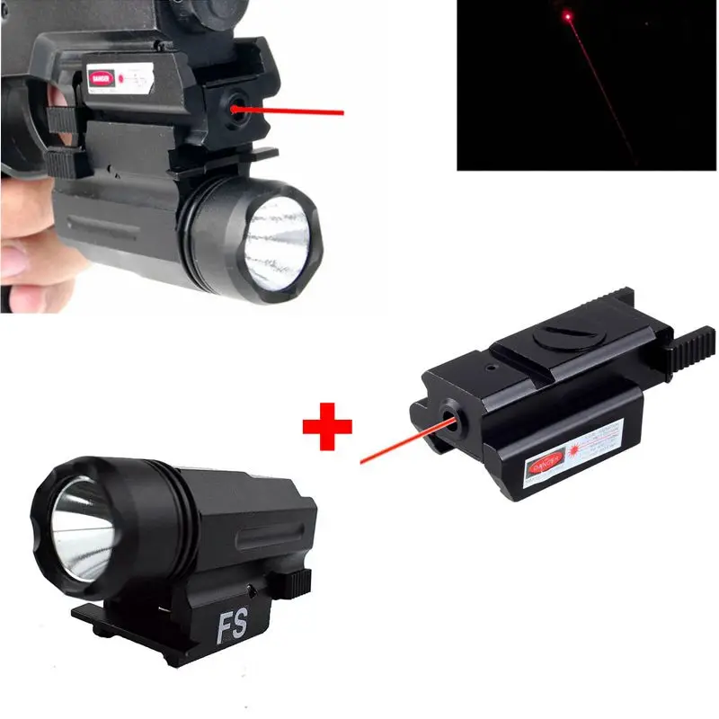 Tactical Combo LED Flashlight Red Dot Laser Sight Airsoft Handgun White