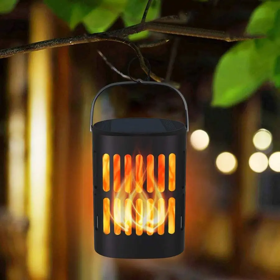 

2Pcs LED Solar Graden Flame Light IP65 Waterproof Yard Hanging Lantern Lamp For Courtyard Decoration