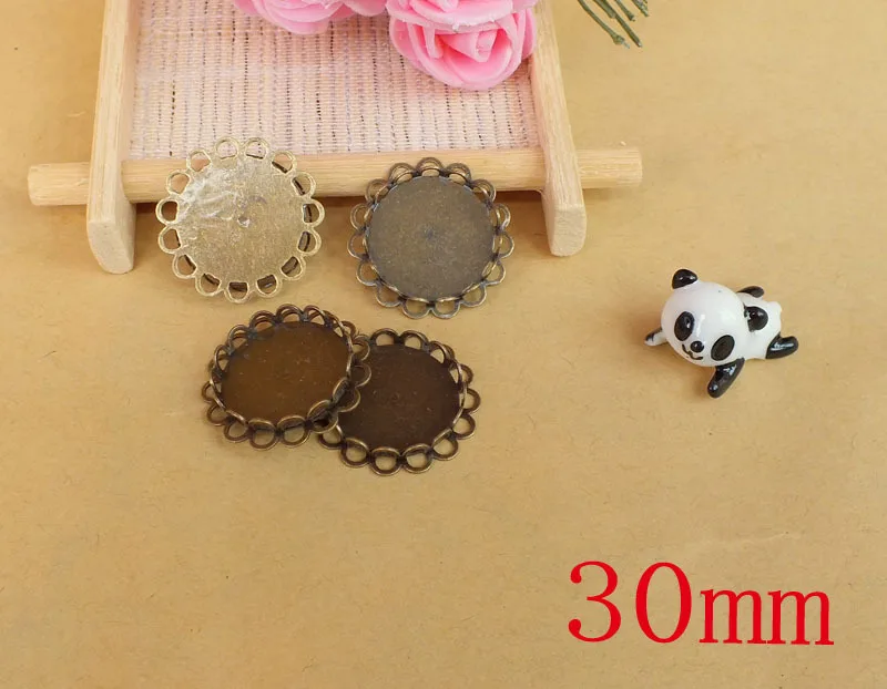 free ship!!! cabochon setting 30mm double lace cabochon setting,base-in