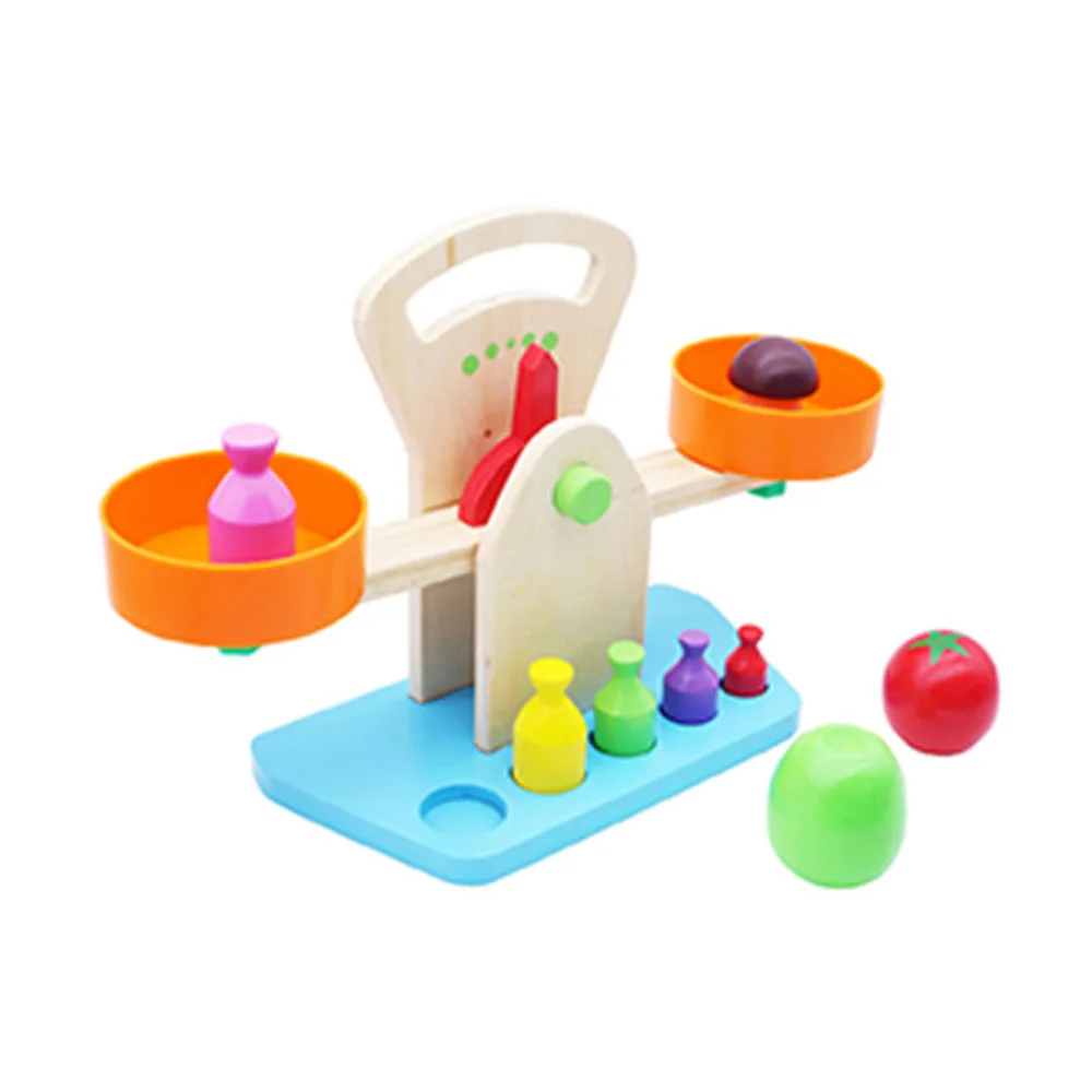 

New Wooden Children's Simulation Balance Scales Weighing Hands-on Teaching Educational Measure Weight Toys