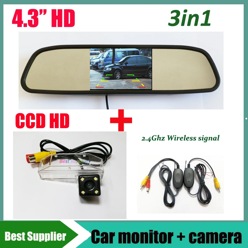 

4.3'' car mirror monitor + 2.4G wireless signal kit CCD HD car reverse rear view camera for Mazda Summit Mazda 6 M6 RX-8