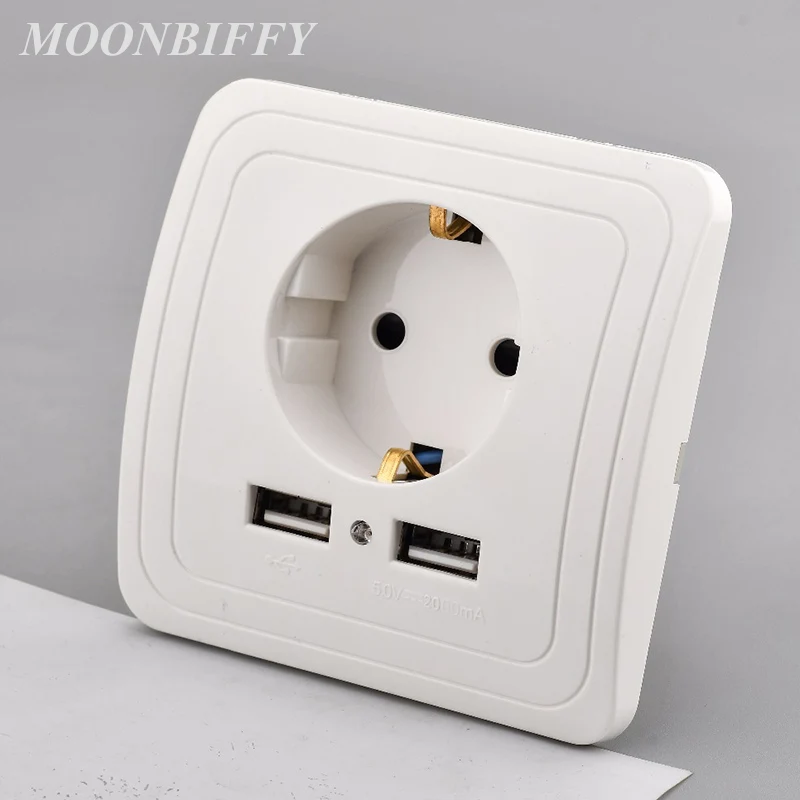2 A Dual USB Wall Ladegerät Adapter EU Plug Socket Steckdose Power Panel Stecker
