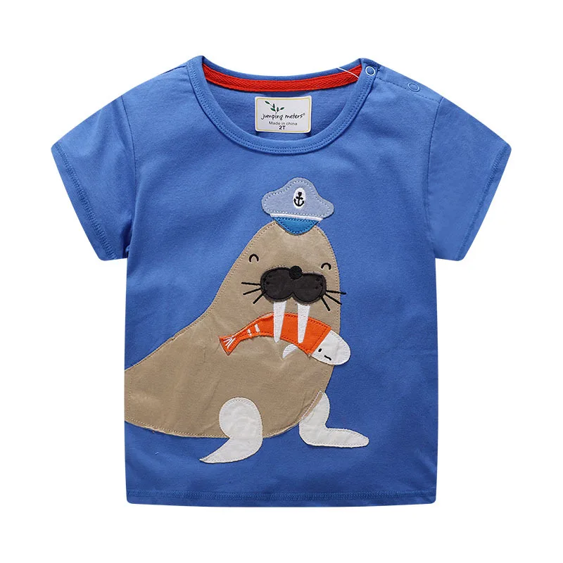 

Applique Kids T shirts Summer Cotton Boys Girls walrus New Arrival Casual Children Tees Tops Short Sleeve T shirt