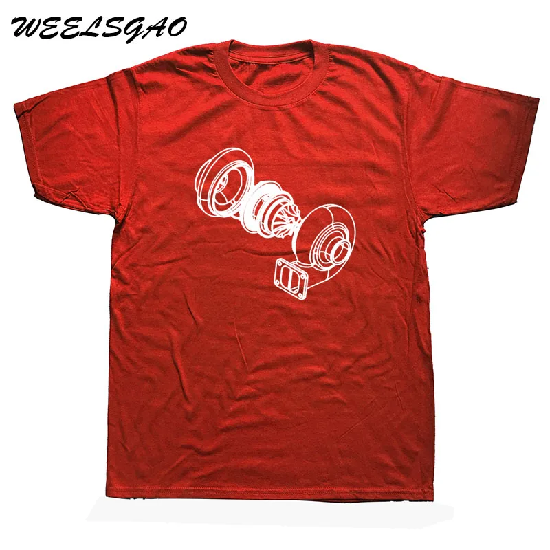 WEELSGAO/мужская футболка с турбо-автомобилем, топы для взрослых, одежда с вырезом лодочкой, футболка с принтом, Молодежные футболки размера плюс - Цвет: red