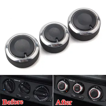

3pcs Aluminum Car A/C Air-condition Heat Control Knob Switch Botton Decoration Trim For Volkswagen VW Polo 2014 Car Styling