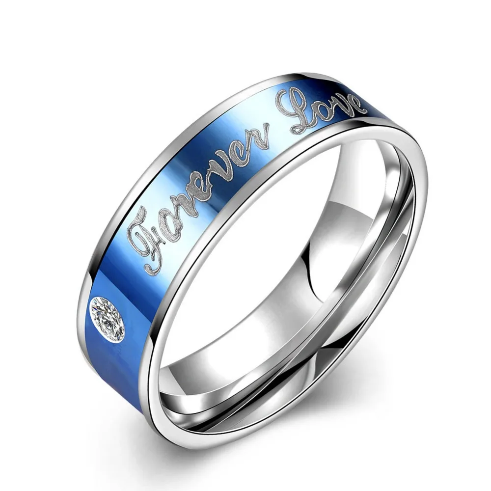 

R097 2016 Top Quality Titanium Europe Forever Love Letter Marked Wide Titanium Steel For Lover Women Wedding Party Jewelry Ring