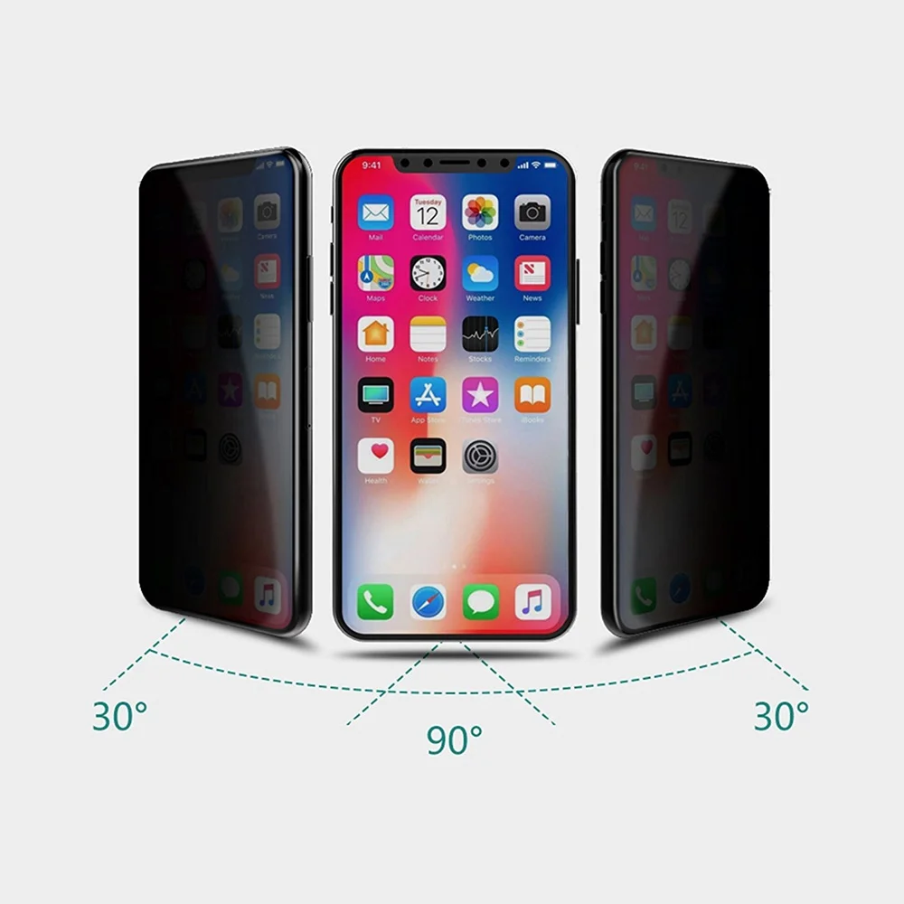 Tongdaytech антишпионское закаленное стекло Полный закругленный протектор экрана для iPhone X XR XS Max Защитная пленка для iPhone 8 7 6 Plus