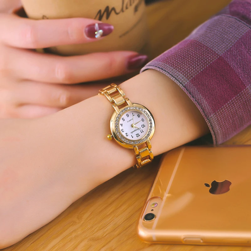 

2018 CHAOYADA Fashion Golden Ladies Watches Women Alloy Wrist Watches Diamond Gold Clock Saat Relogio Feminino bayan kol saati