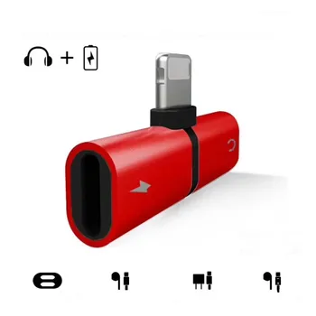 

Hoqueen 2 in 1 Adapter For iPhone 7 8 Plus X Charging Cable Adapter For iOS Charger Splitter Headphone Adapter